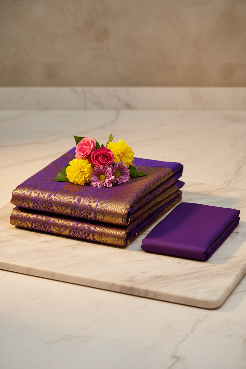 Banarasi Saree Flat Lay