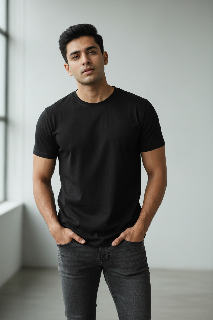 Black T-Shirt Model