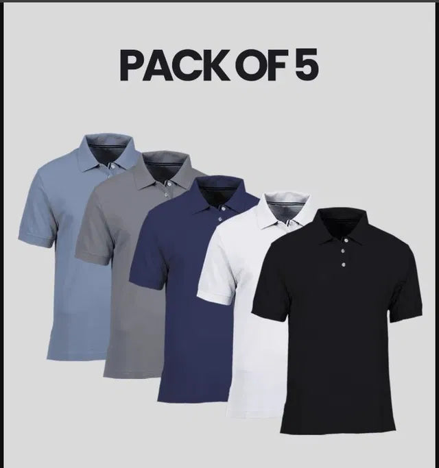 Pack of 5 Premium Polo T-Shirts for Men