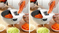 7 in 1 Multifunction Portable Vegetable Cutter Potato Cutter, Fruit Cutter with Drain Basket Vegetable Slicer Chopper and 7 Different Cutter Kitchen Tool