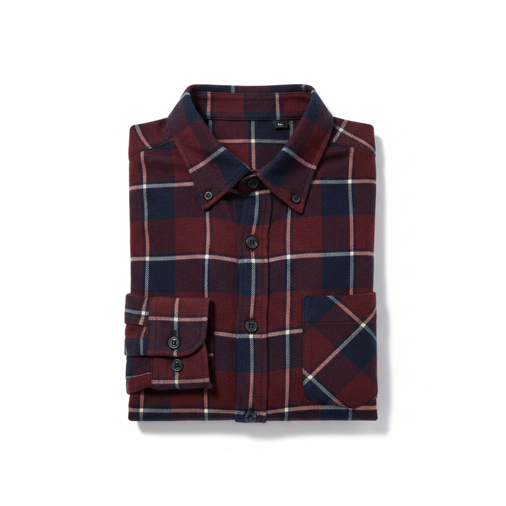Maroon Blue Plaid Shirt