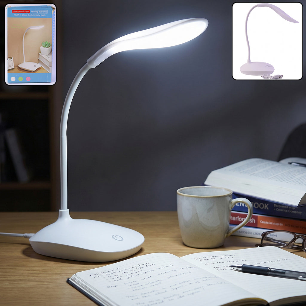 Led Desk Table Lamp Flexible Touch Dimmer Eye Care Reading Study Light (1 Pc)