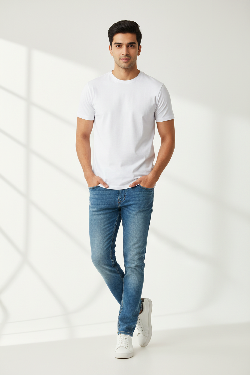 White T-Shirt Model